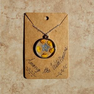 YELLOW & BLUE FORGET-ME-NOT FLOWER NECKLACE